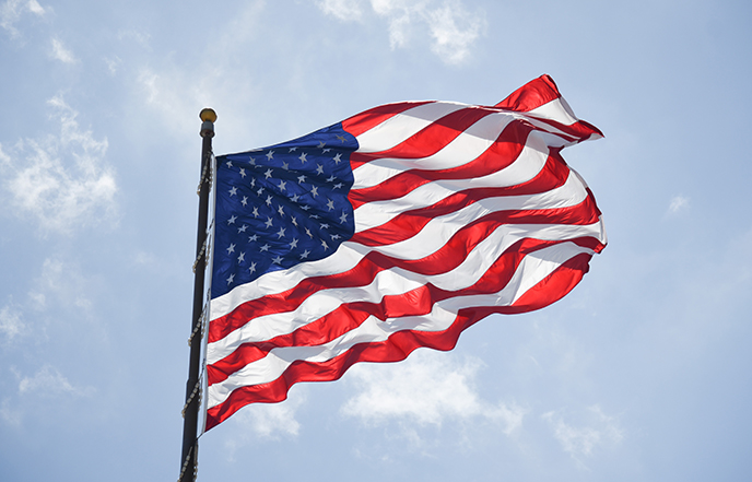 American flag waving in the wind